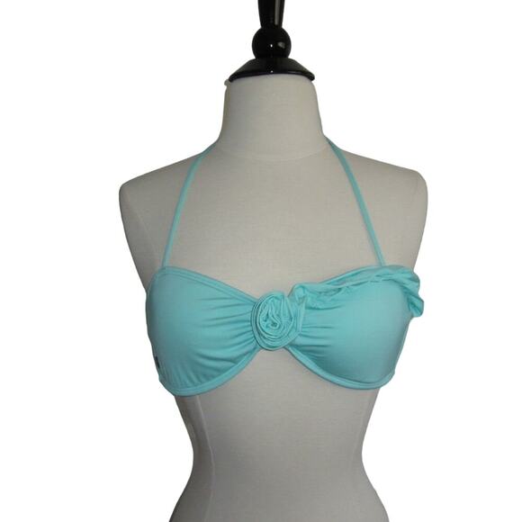 NWT Volcom Flower Affair Bandeau Swim Top in mint! - Picture 1 of 6